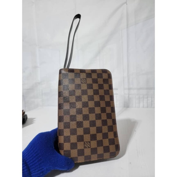 Authentic LOUIS VUITTON Damier Ebene Pochette Saint Louis Clutch Bag Bro… - Picture 6 of 16